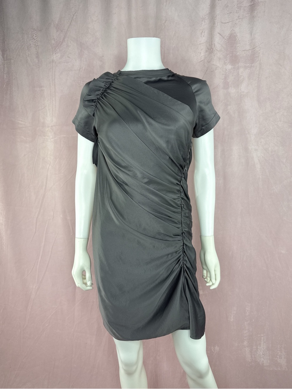 Talie NK Womens Gray Silver Short Sleeve Ruffle Dress Size 6